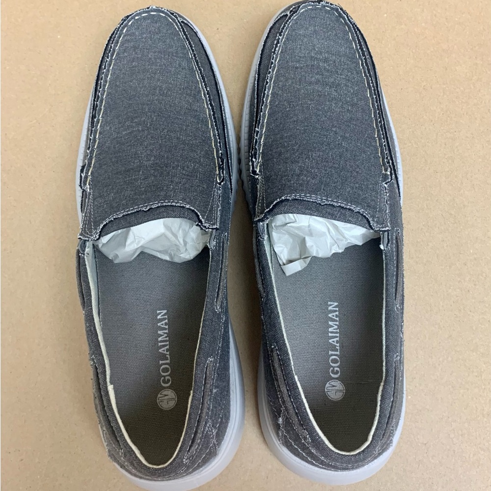 Golaiman Canvas loafers Boat Shoe Men's Grey New